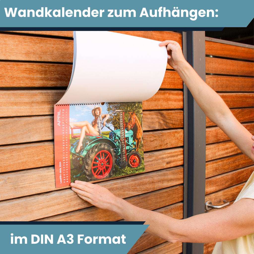Landflirt Kalender 2027 – Traktor Wandkalender mit schönen Oldtimern und Frauen Bäuerinnen im DIN A3 Format. Geschenk zu Weihnachten