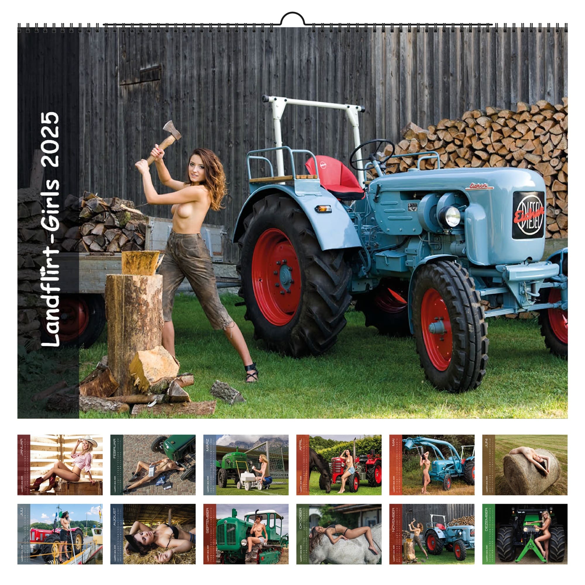 Landflirt Kalender 2025 – Traktor Wandkalender mit schönen Oldtimern und Frauen Bäuerinnen im DIN A3 Format