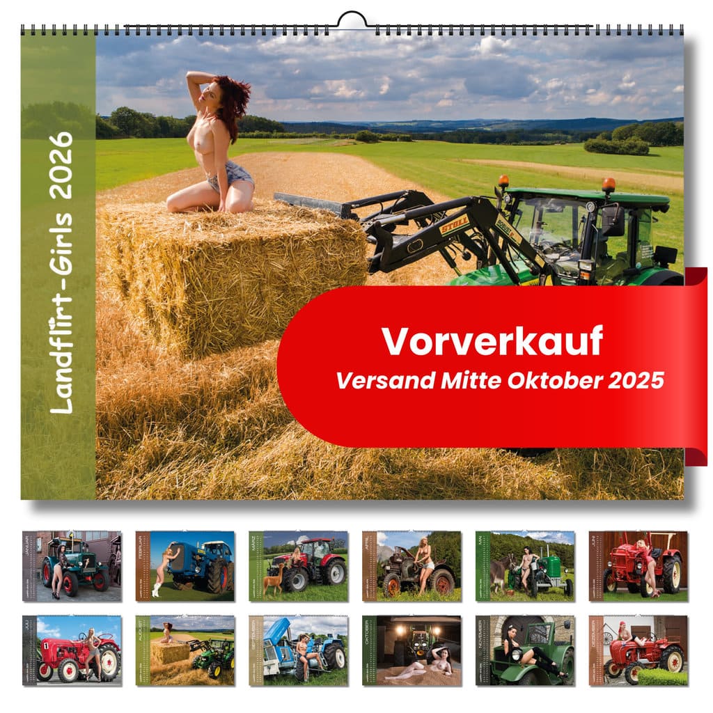 VORVERKAUF - Landflirt Kalender 2026 – Traktor Wandkalender mit schönen Oldtimern und Frauen Bäuerinnen im DIN A3 Format