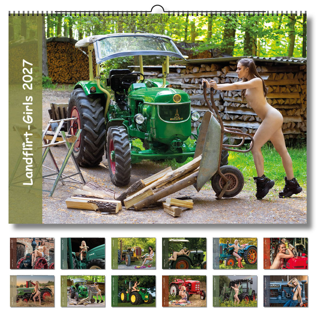 Landflirt Kalender 2027 – Traktor Wandkalender mit schönen Oldtimern und Frauen Bäuerinnen im DIN A3 Format. Geschenk zu Weihnachten