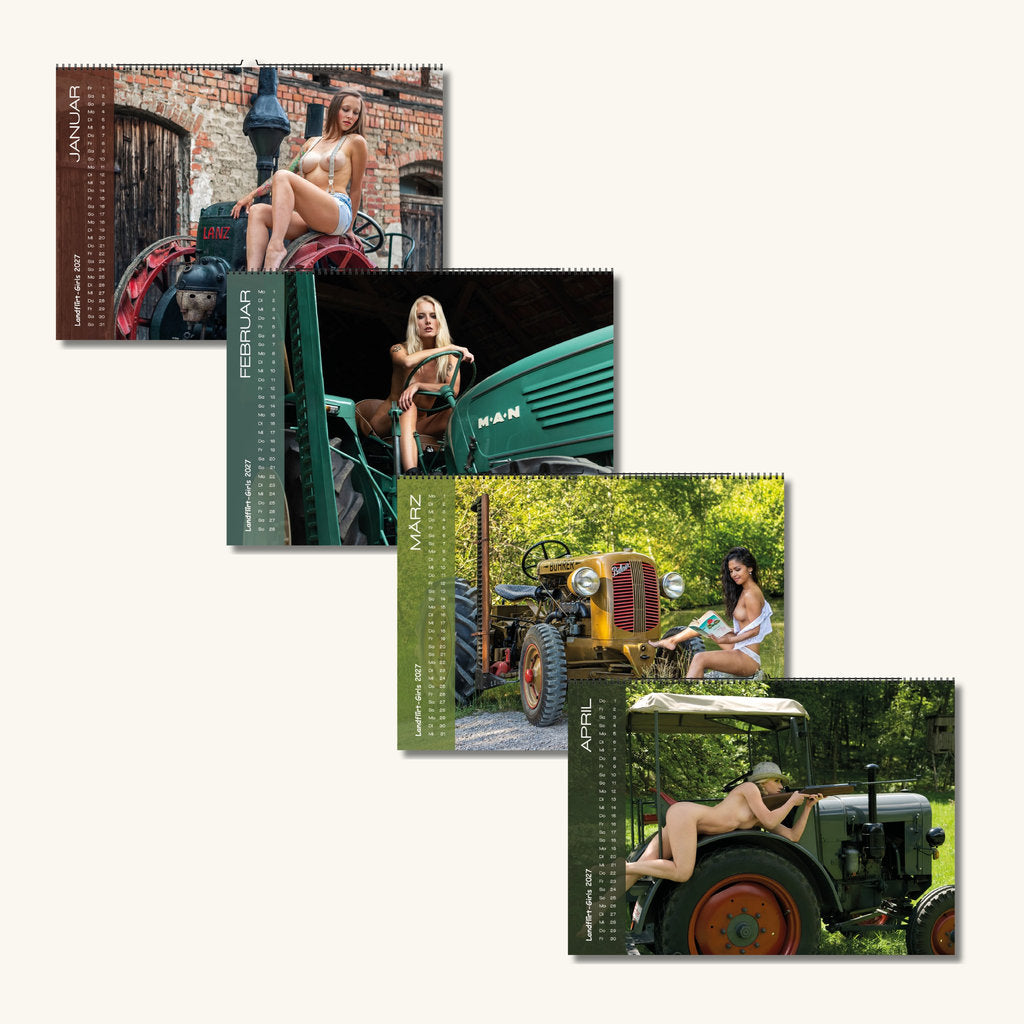 Landflirt Kalender 2027 – Traktor Wandkalender mit schönen Oldtimern und Frauen Bäuerinnen im DIN A3 Format. Geschenk zu Weihnachten
