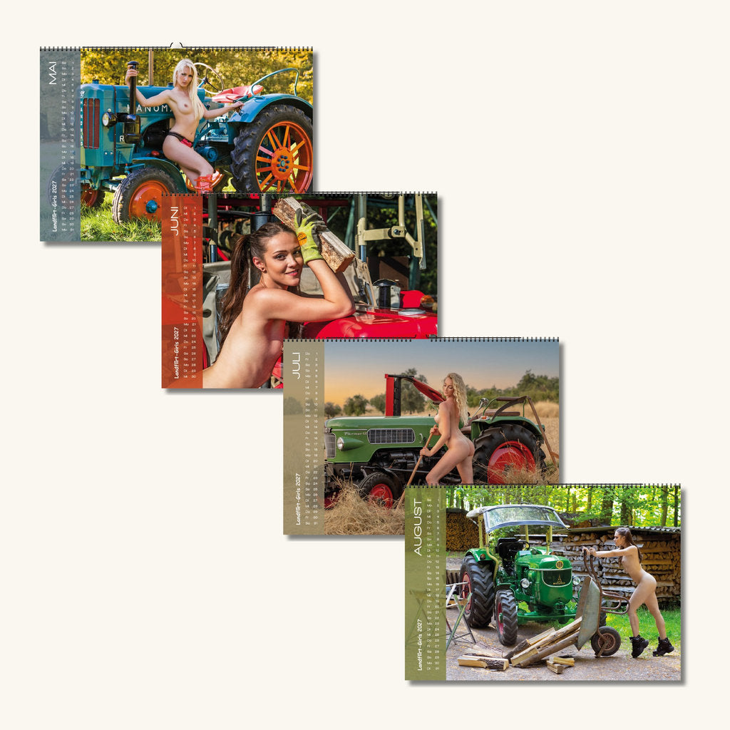 Landflirt Kalender 2027 – Traktor Wandkalender mit schönen Oldtimern und Frauen Bäuerinnen im DIN A3 Format. Geschenk zu Weihnachten
