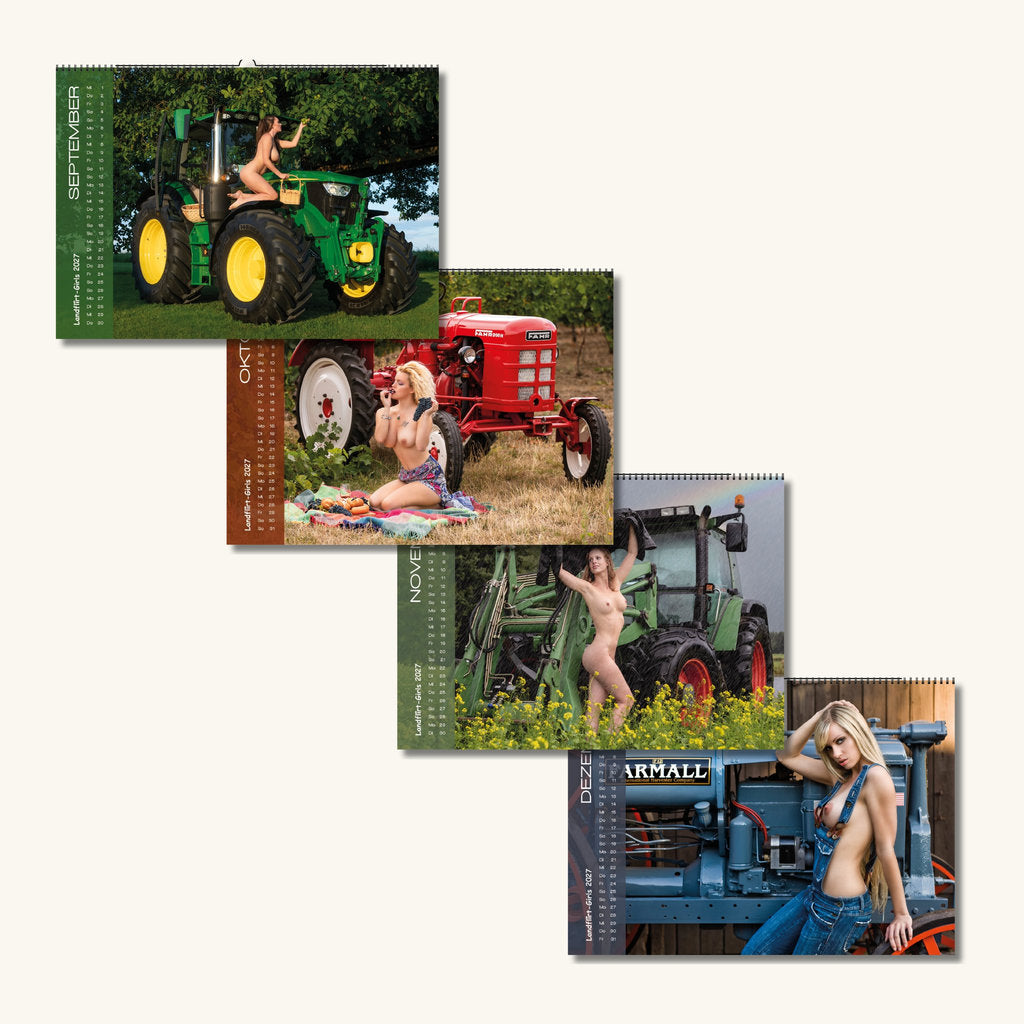 Landflirt Kalender 2027 – Traktor Wandkalender mit schönen Oldtimern und Frauen Bäuerinnen im DIN A3 Format. Geschenk zu Weihnachten