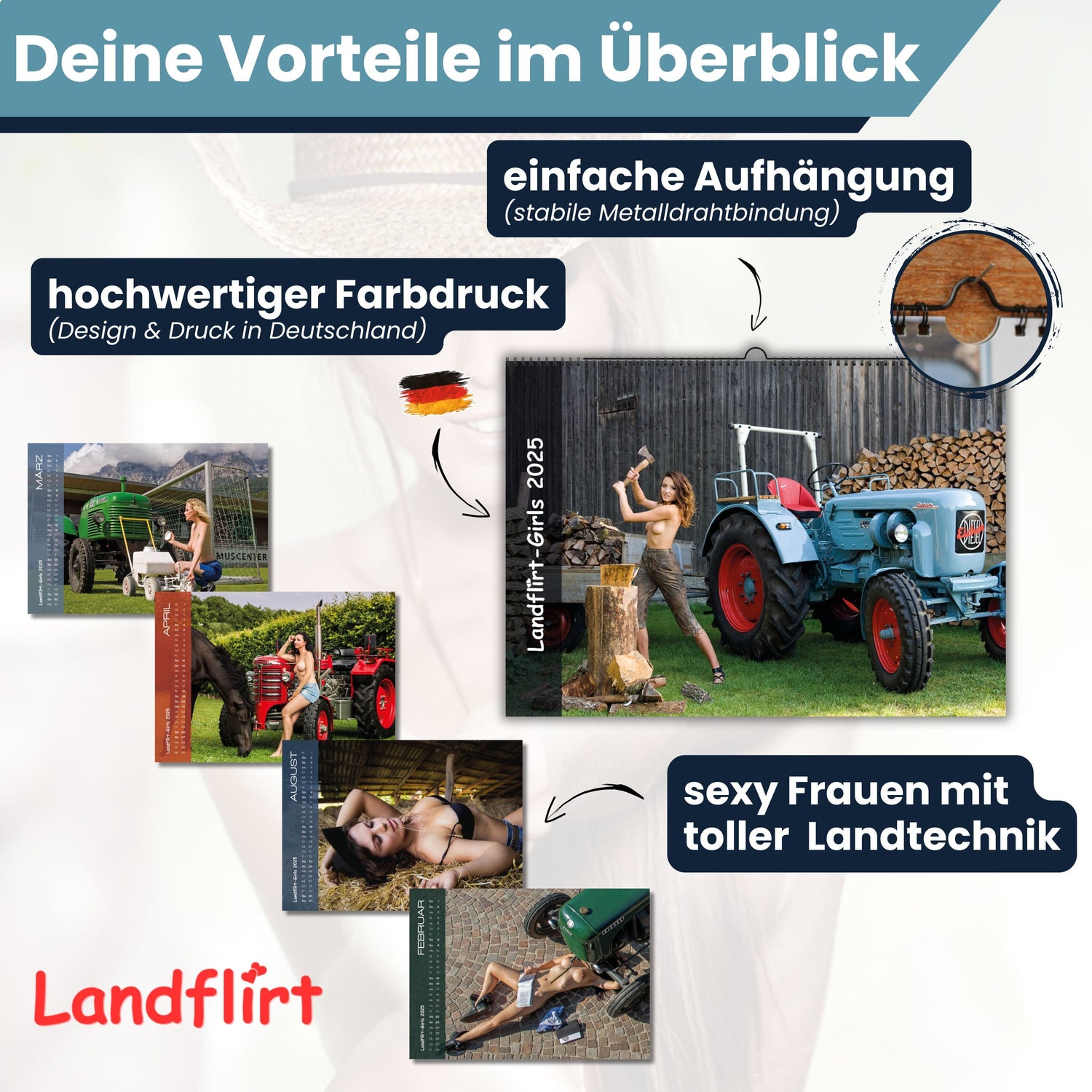 Landflirt Kalender 2025 – ORIGINAL Traktor Wandkalender mit schönen