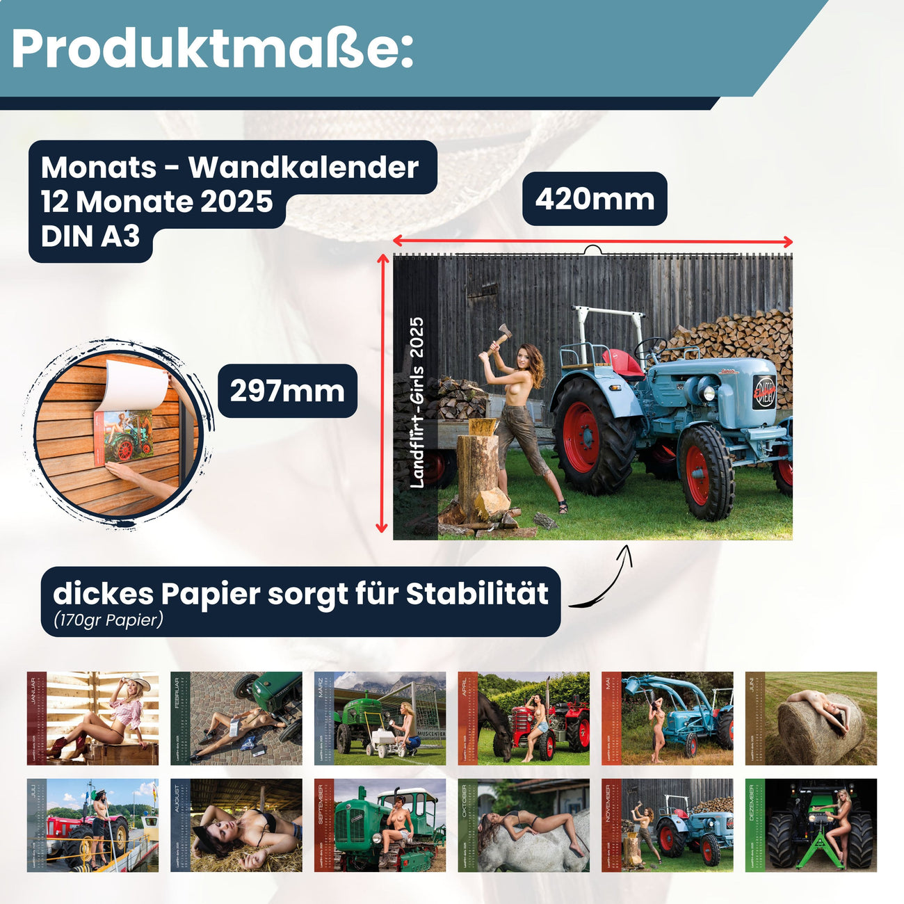 Landflirt Kalender 2025 – ORIGINAL Traktor Wandkalender mit schönen