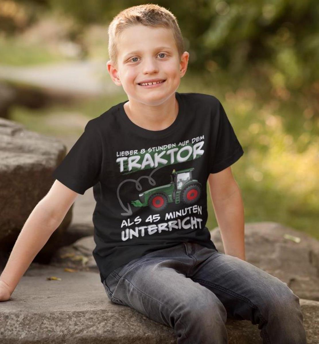 Lieber 8 Stunden auf dem Traktor als 45 min Unterricht Schule  - Kinder Organic T-Shirt